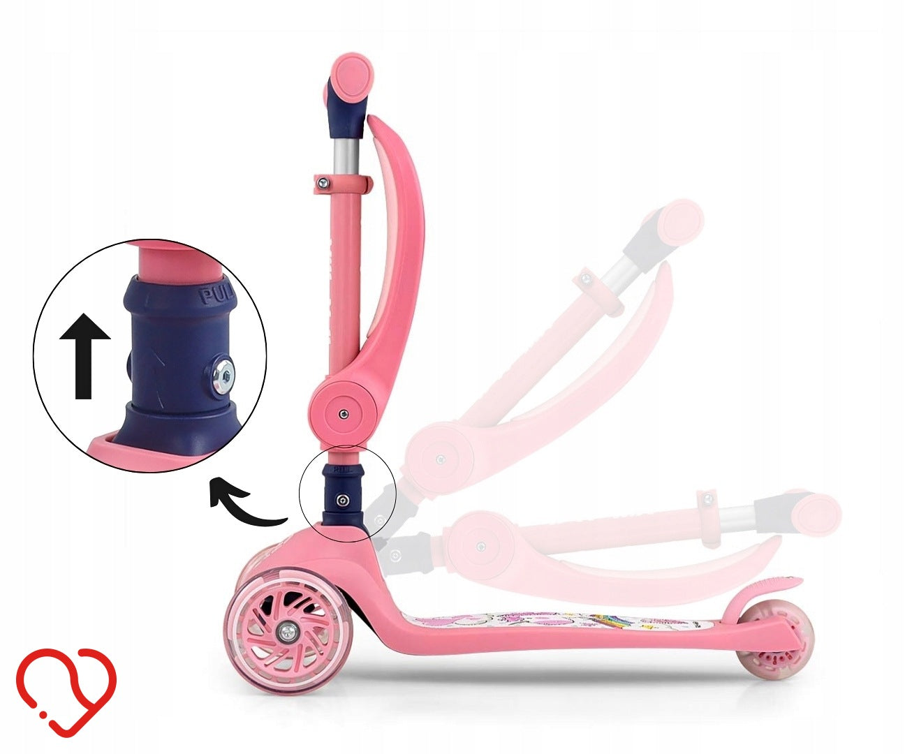 SCOOTER FUZZY CLASSIC PINK BALANCING LED ADJUSTMENT 2IN1