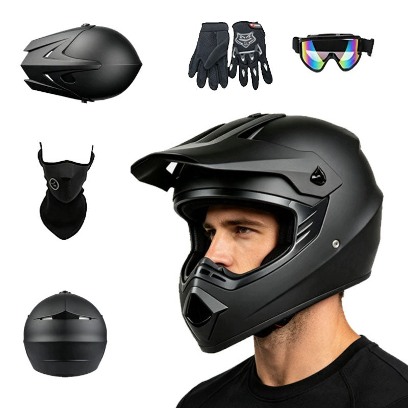 SCOOTER HELMET CROSS ENDURO ELECTRIC QUAD MX HELMET +GLOVES + GOGGLES M