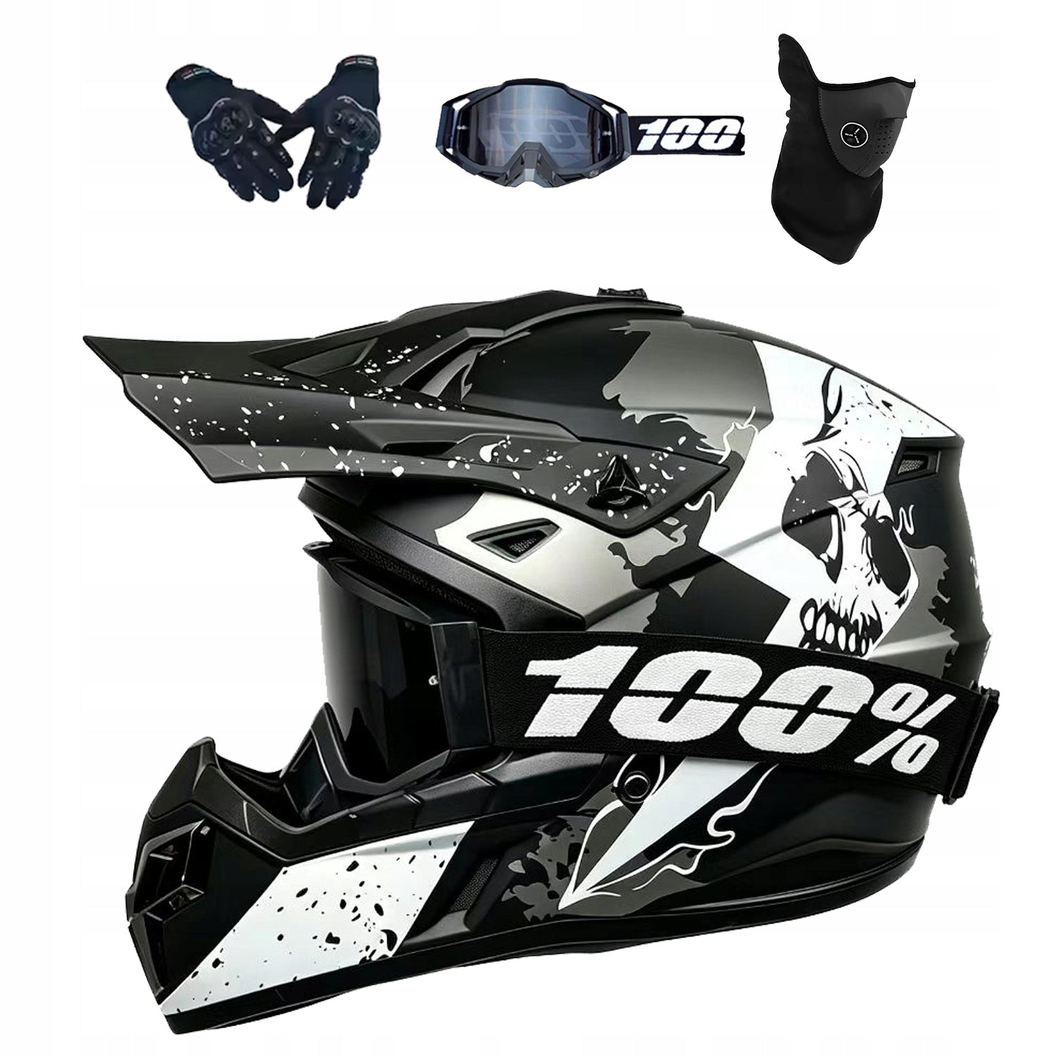 SCOOTER HELMET ELECTRIC CROSS ENDURO QUAD BMX HELMET GOGGLES GLOVES L