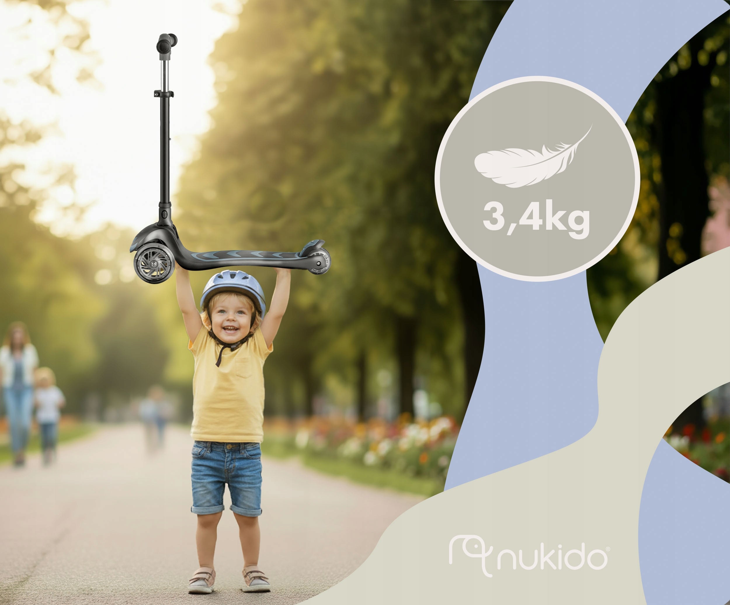 SCOOTER THREE-WHEELED RIDE-ON FOR CHILDREN BALANCE FOLDING LED NUKIDO Kind tri-wheeled