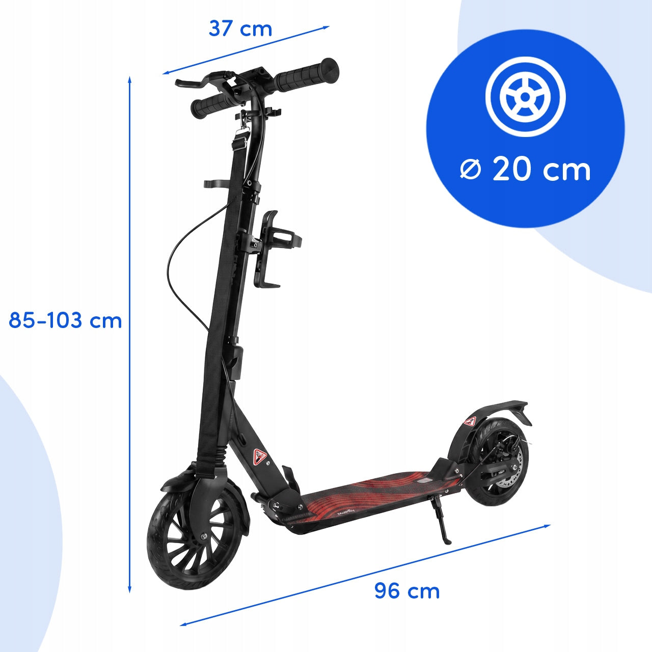 SCOOTER WITH WATER BOTTLE HOLDER DISC BRAKE FOLDING SHOCK ABSORPTION LARGE XL Manufacturer code 112327