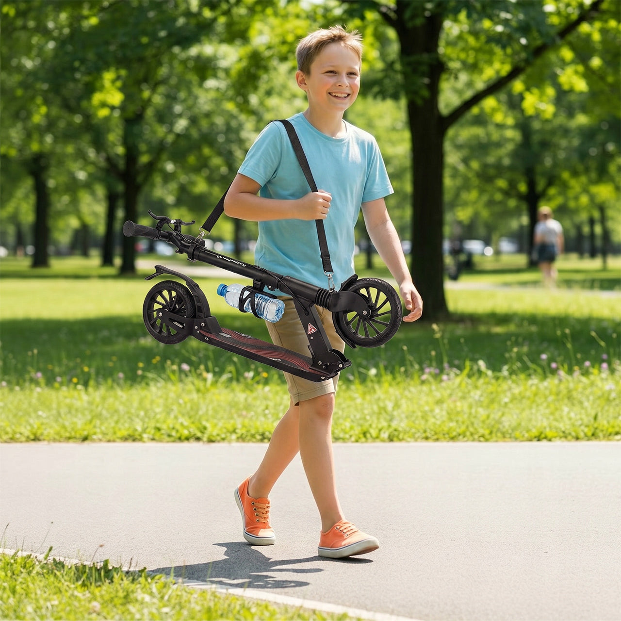 SCOOTER WITH WATER BOTTLE HOLDER DISC BRAKE FOLDING SHOCK ABSORPTION LARGE XL Number of wheels 2