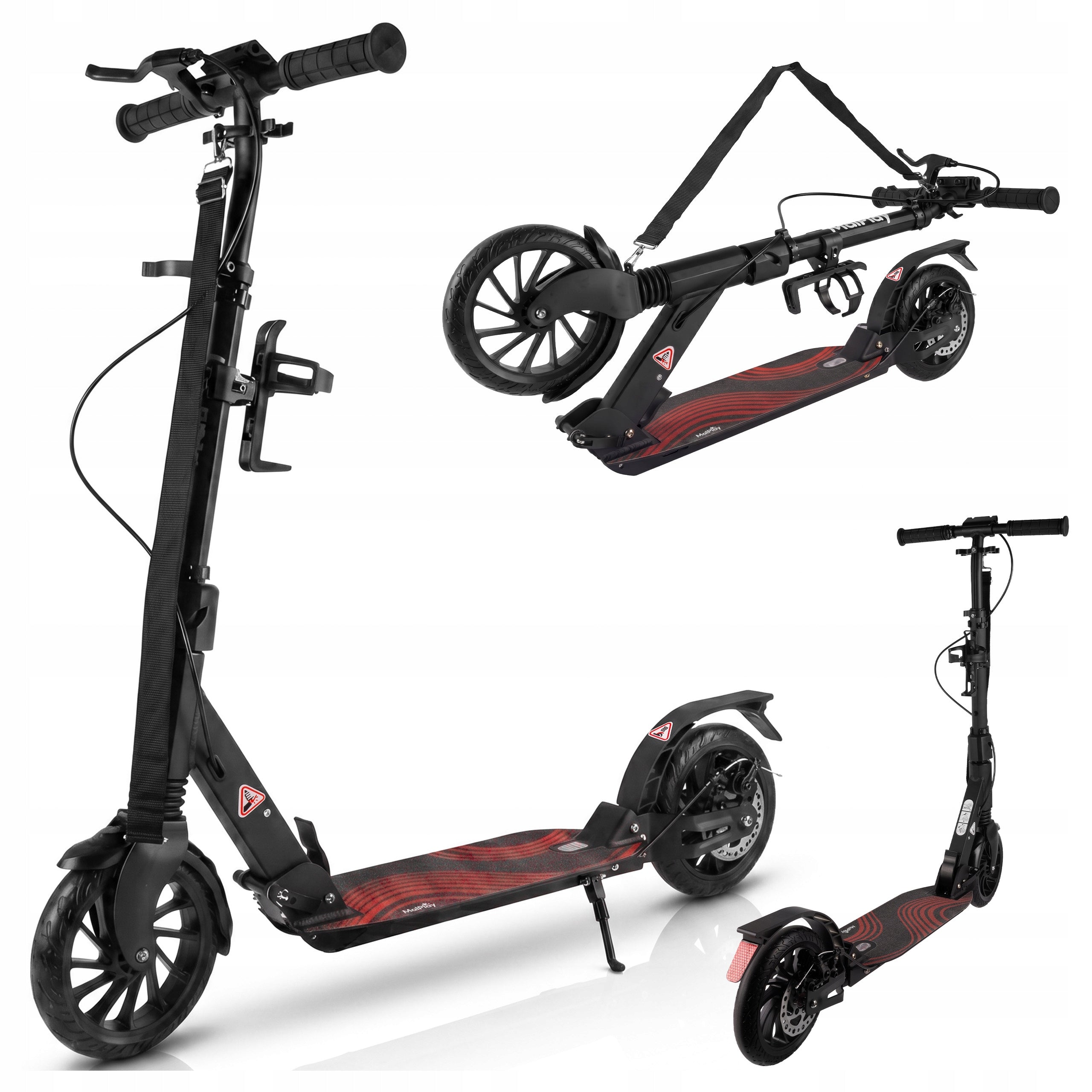 SCOOTER WITH WATER BOTTLE HOLDER DISC BRAKE FOLDING SHOCK ABSORPTION LARGE XL