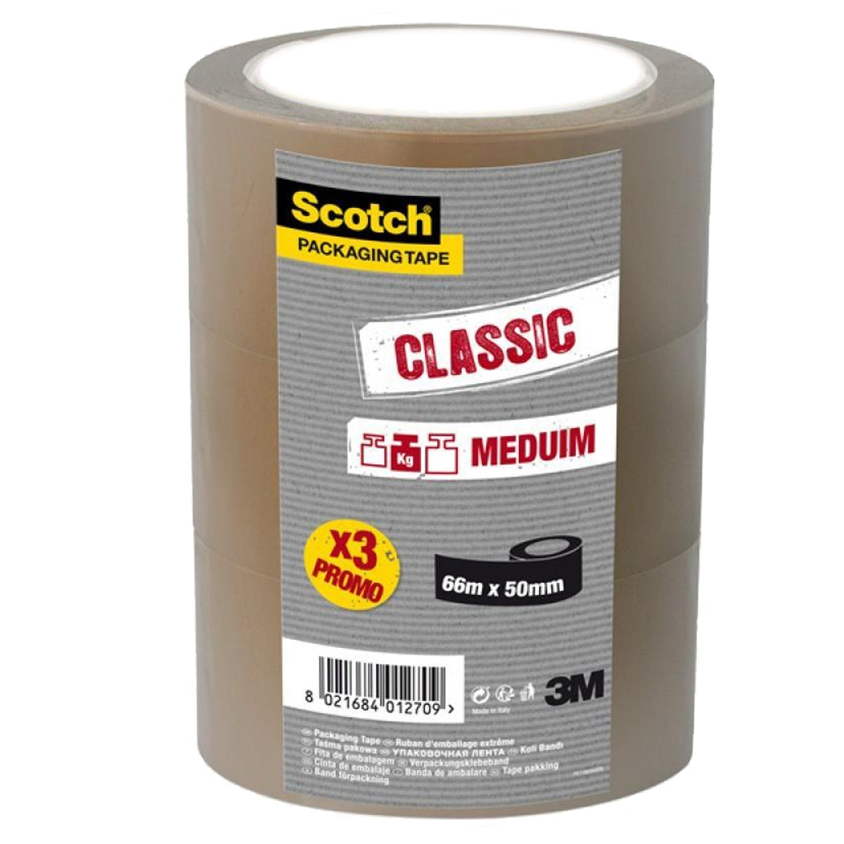 SCOTCH Packing tape CLASSIC 50mmx66m, brown 3 pcs.