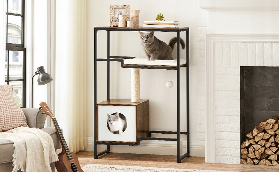 SCRATCHER cat house BED scratching post TOWER 2in1 tree WITH SHELF Kind bed scratching post