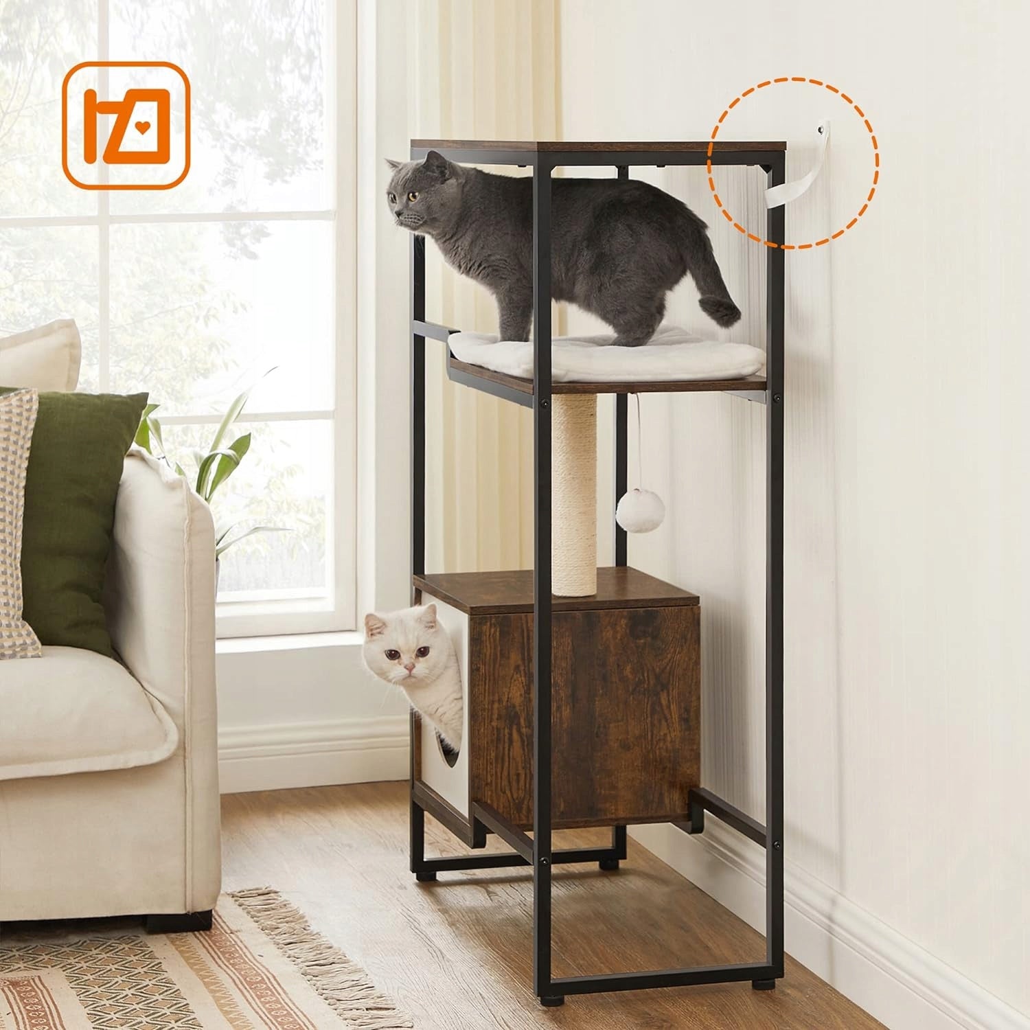 SCRATCHER cat house BED scratching post TOWER 2in1 tree WITH SHELF Number of levels 3