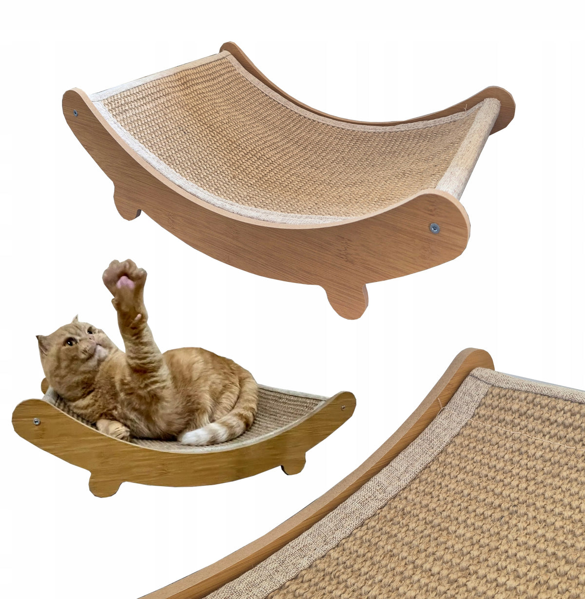 SCRATCHING POST BED SISAL HAMMOCK WOODEN FOR CAT SMALL KITTEN