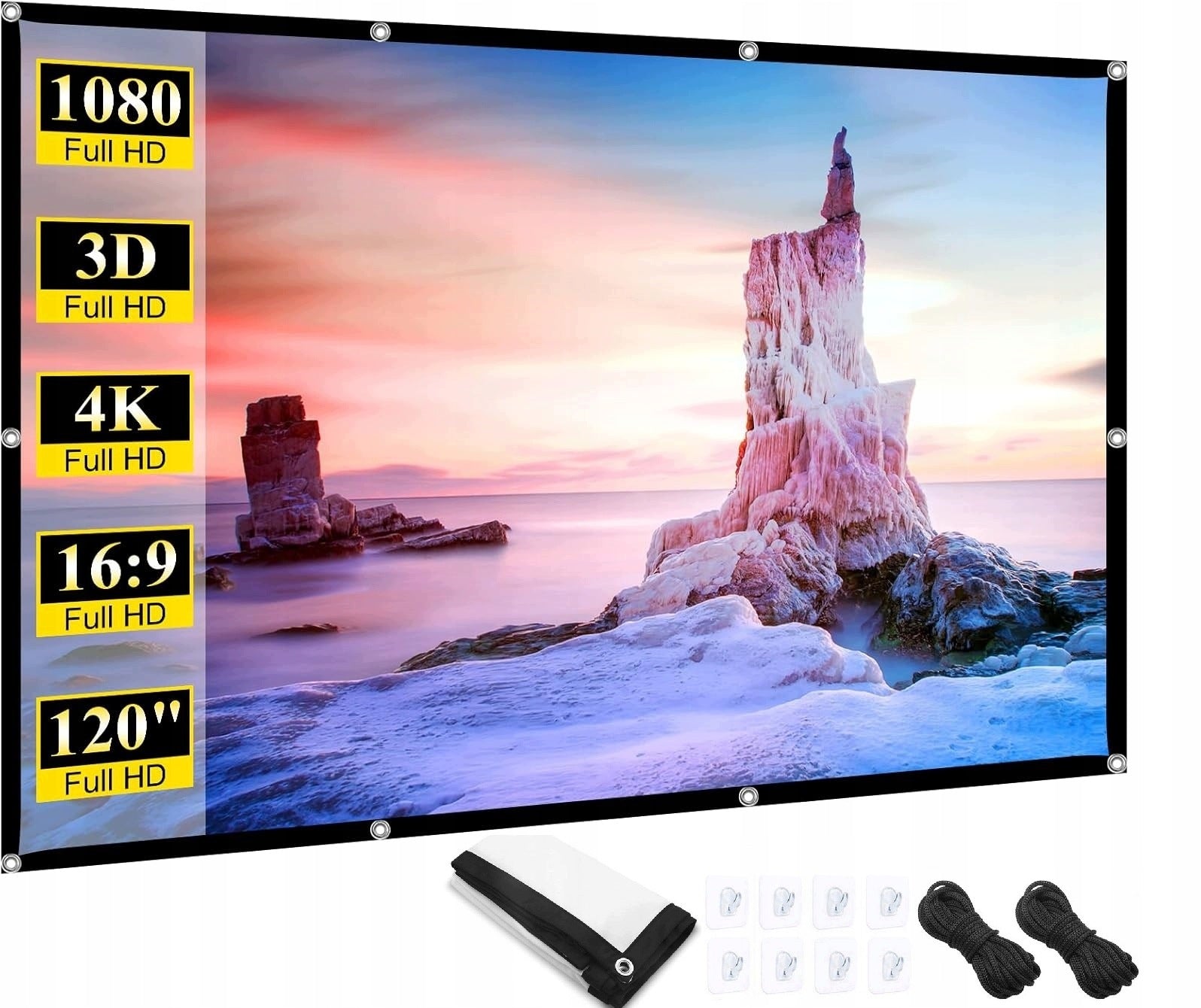 SCREEN 120 INCHES PROJECTION FORMAT 16:9 265X149 CM PREMIUM QUALITY
