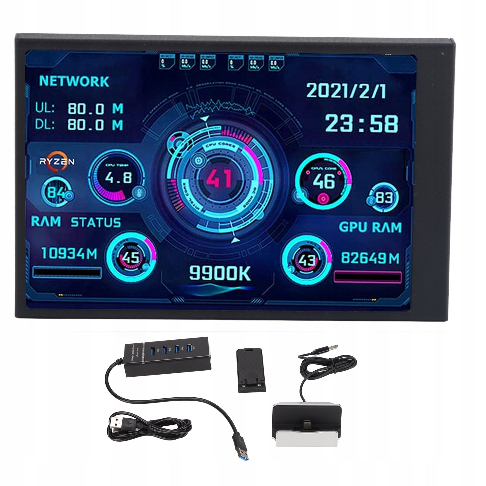 SCREEN ADDITIONAL DISPLAY 3.5'' IPS USB MONITOR LCD CPU GPU