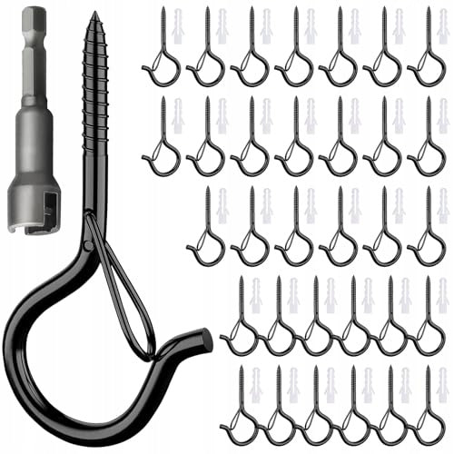 SCREW HOOKS BLACK STAINLESS STEEL WITH SAFETY BUCKLE 30 PCS. Brand no brand