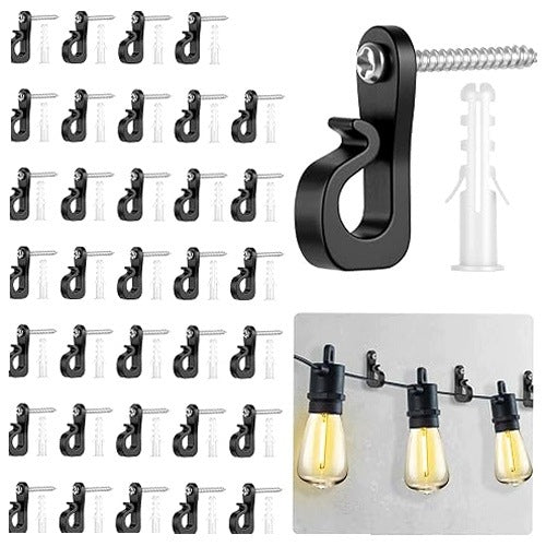 SCREW-IN HOOKS FOR LED LIGHTS OUTDOOR 35 PCS. wooden steel set