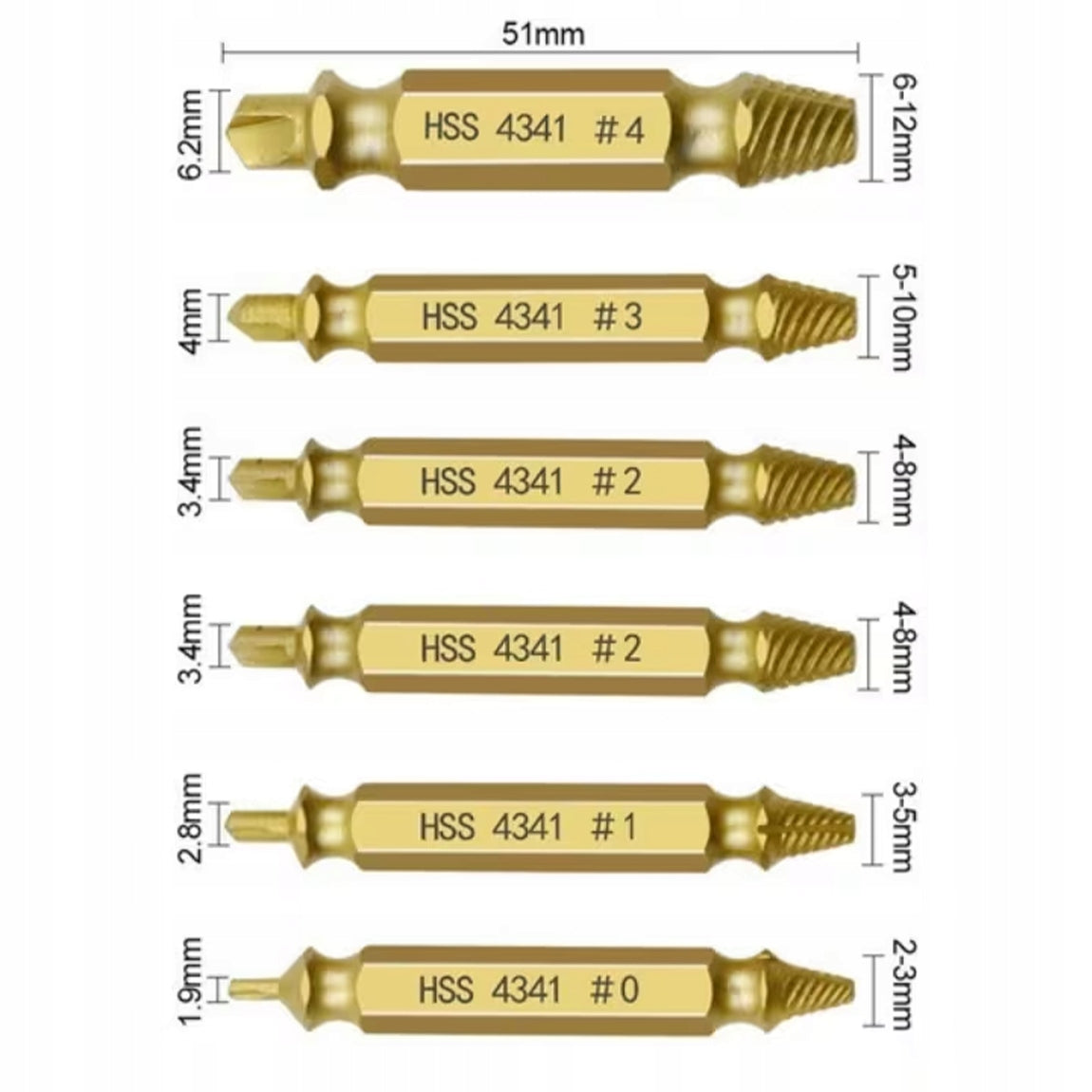 SCREWDRIVER ADAPTERS FOR BROKEN SCREWS SCREW PINS 6pcs + CASE Packaging status original