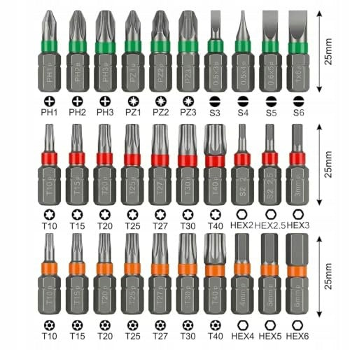 SCREWDRIVER BITS SET OF 30 PCS STEEL S2 25MM FOR DIY SCREWDRIVERS Manufacturer code SWC5908201098749
