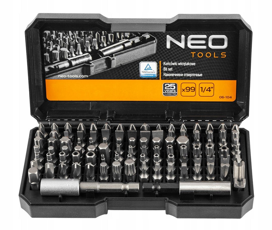 SCREWDRIVER BITS WITH HANDLE SET 99 PCS 06-104 NEO TOOLS Packaging status original