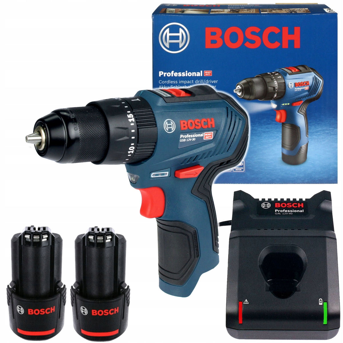 SCREWDRIVER GSB 12V-30 BOSCH 2x2,0Ah BRUSHLESS