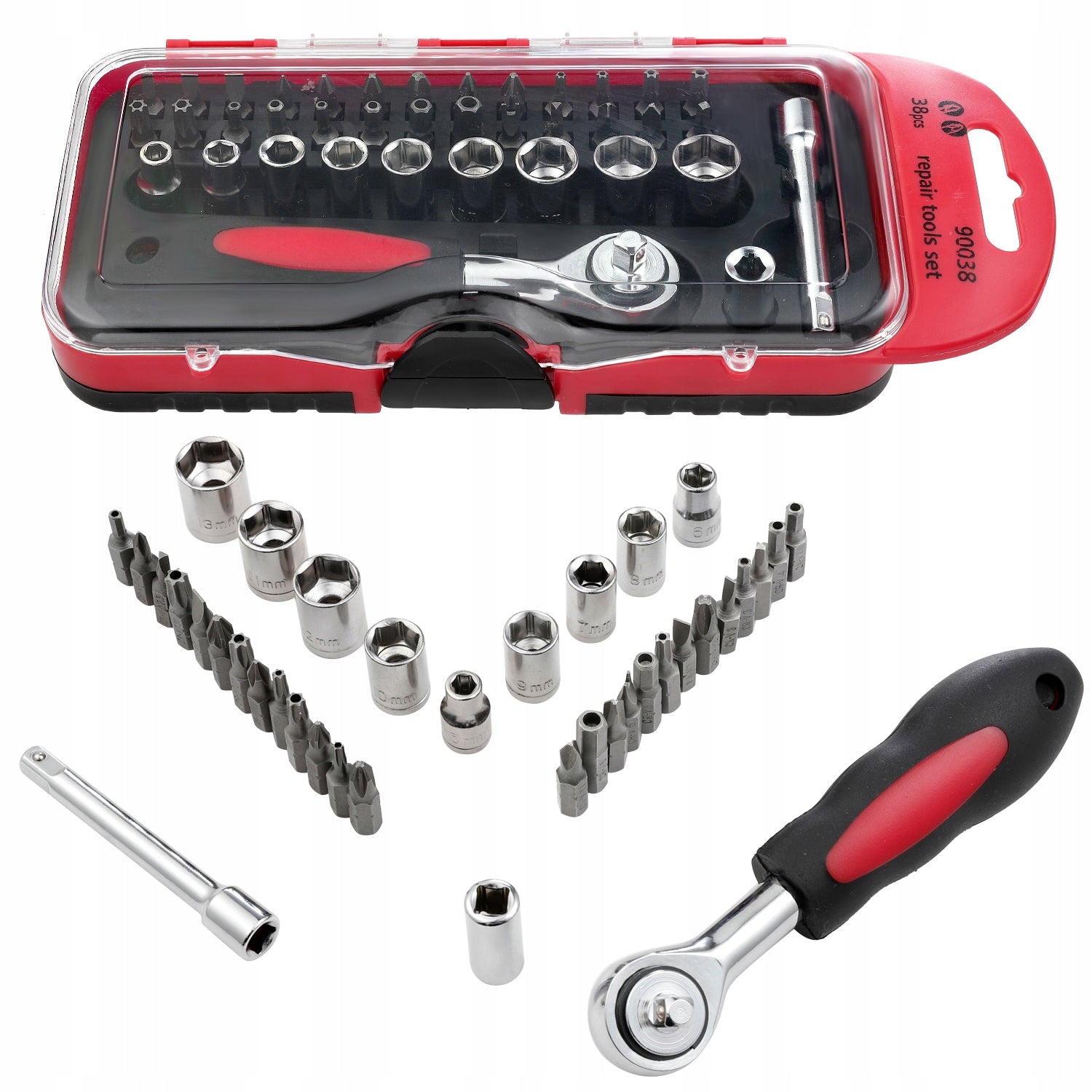 SCREWDRIVER SET WITH RATCHET AND ATTACHMENTS 1/4 38EL