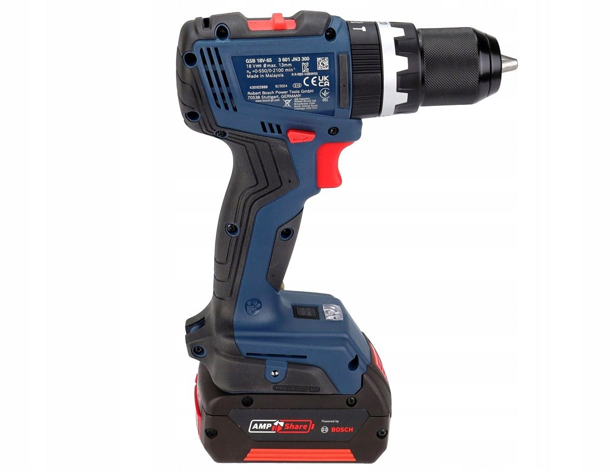 SCREWDRIVER WITH IMPACT 65Nm GSB 18V-65 BOSCH 1x5,0Ah L-BOXX BRUSHLESS Power supply rechargeable battery