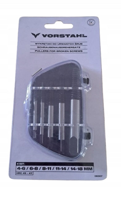 SCREWDRIVERS FOR BROKEN DAMAGED SCREWS 5 EL SET 4-18 MM Manufacturer code 08307_4-18MM