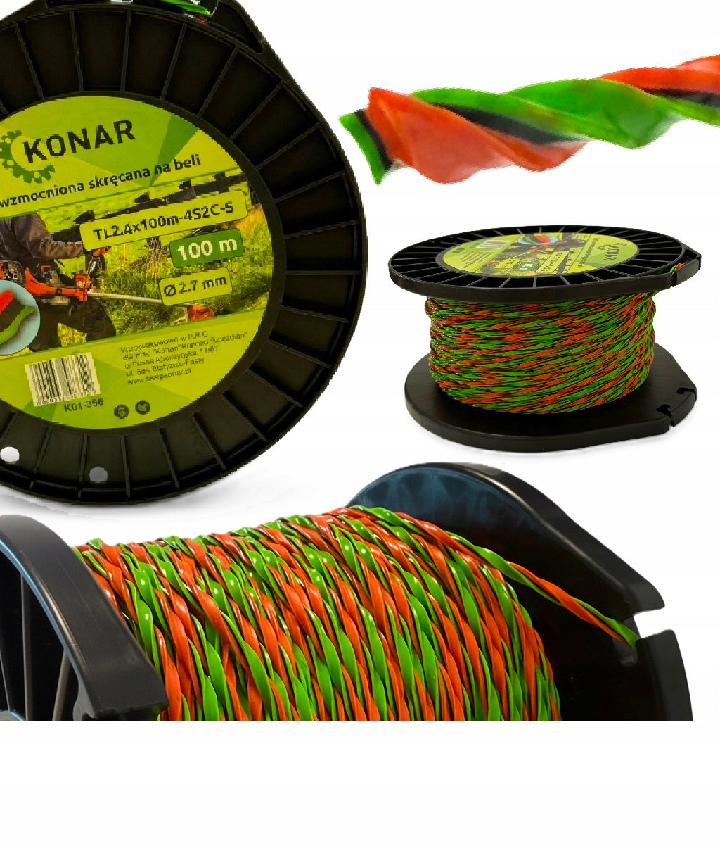 SCYTHE GRASS CUTTING LINE REINFORCED 2,4mm 100m CARBON TWISTED Brand Konar