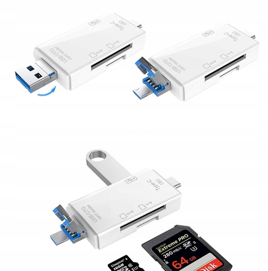 SD Memory Card Reader 5in1 USB-C OTG MicroSD TF Adapter Manufacturer code 5WC80888