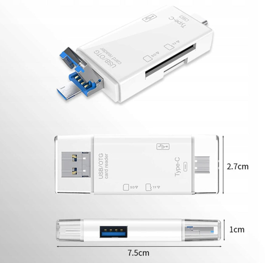 SD Memory Card Reader 5in1 USB-C OTG MicroSD TF Adapter Packaging status original