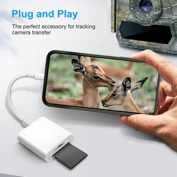 SD card reader for iPhone SD and TF with two OTG slots 2pcs. Manufacturer code CJJ-FR=059