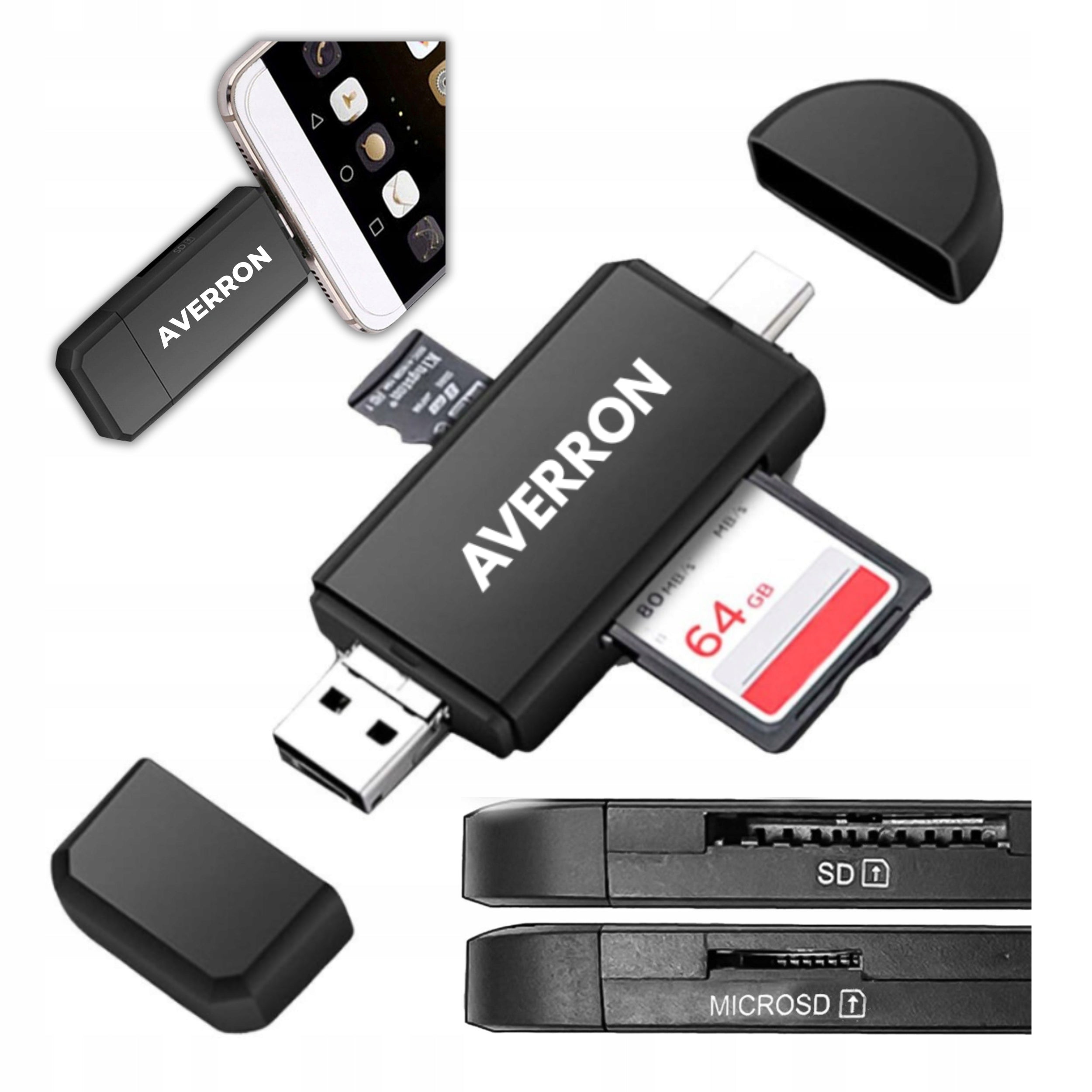 SD/micro SD USB USB-C Memory Card Reader 5in1 Laptop Universal Phone