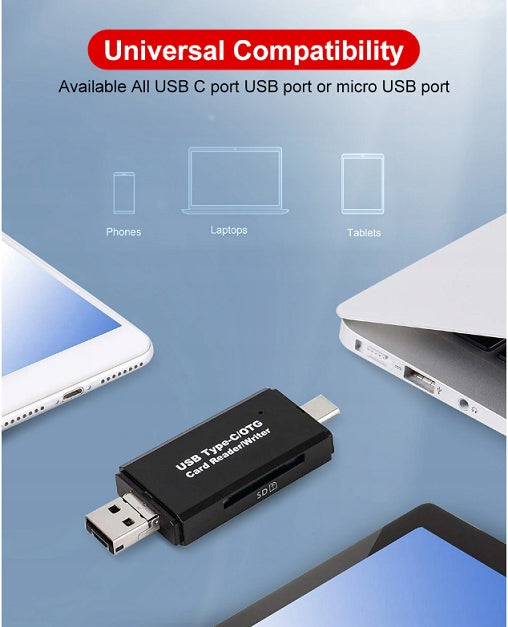 SD microSD Card Reader USB-C Micro USB 5in1 Kind MMC/SD