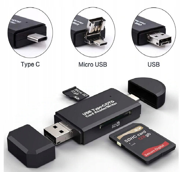 SD microSD Card Reader USB-C Micro USB 5in1