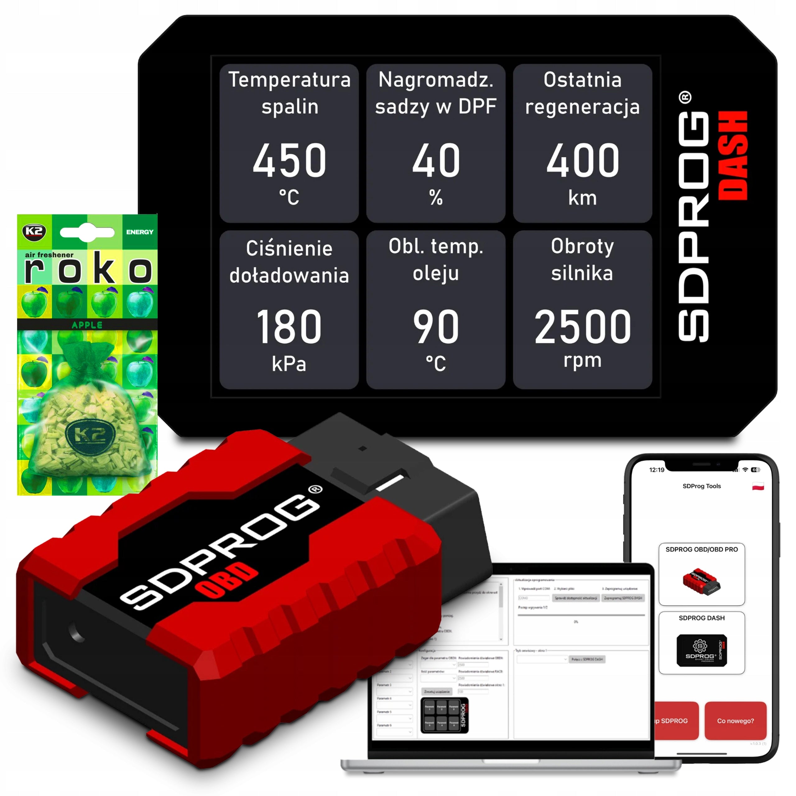 SDPROG DASH DIAGNOSTIC TESTER OBD2 +MONITOR DPF +GPF +FIRING CONTROL