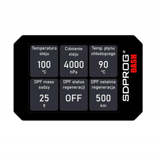 SDPROG DASH universal vehicle monitor e.g. DPF, oil, revolutions, temperature Manufacturer code SDDASHPL