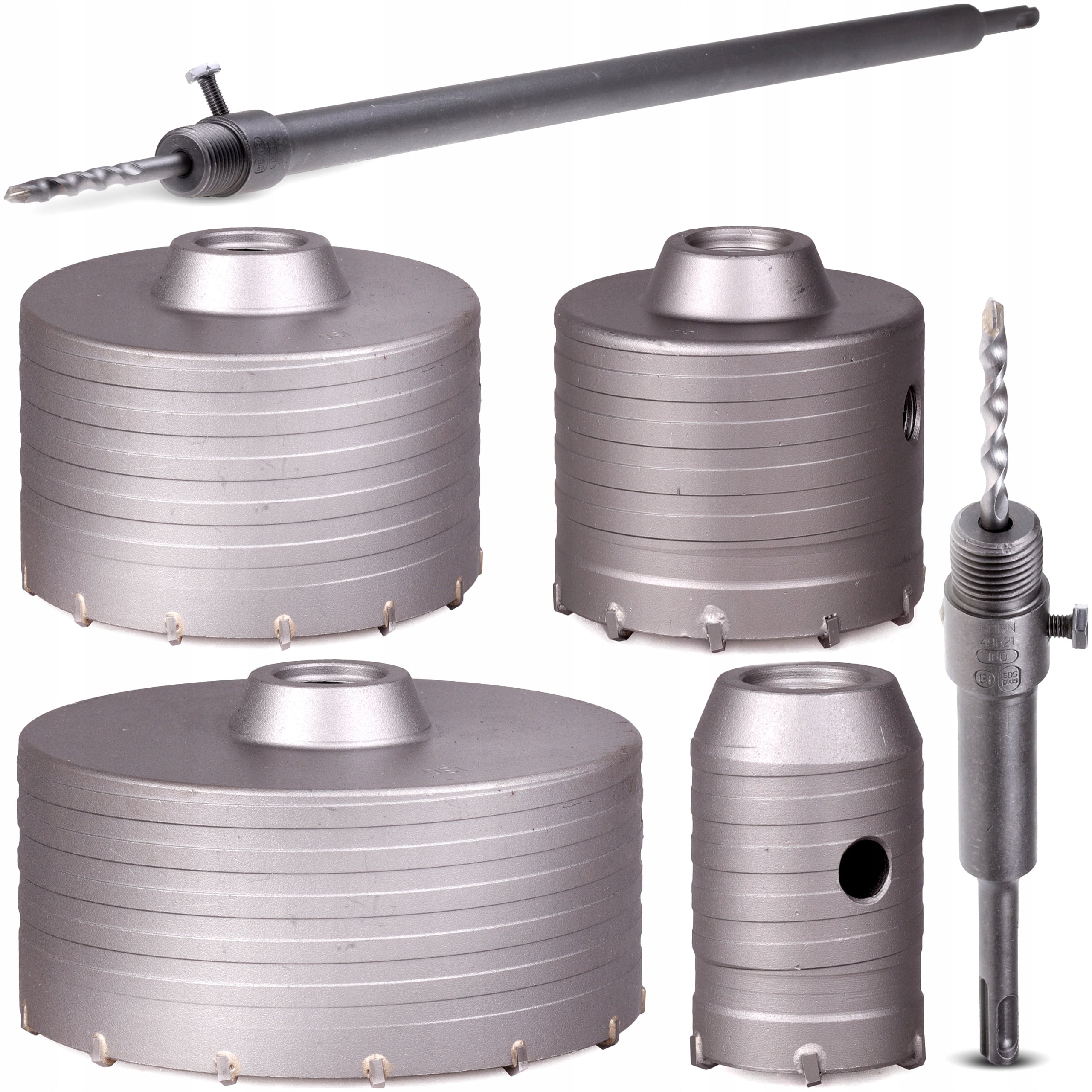 SDS PLUS CONCRETE HOLE SAW SET 130 105 68 50mm LACE ADAPTER