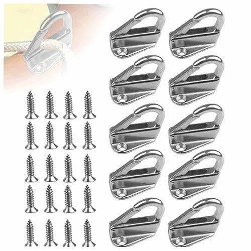 SEA FENDER HOOKS STEEL SET OF 10 WITH SCREWS FOR BOAT