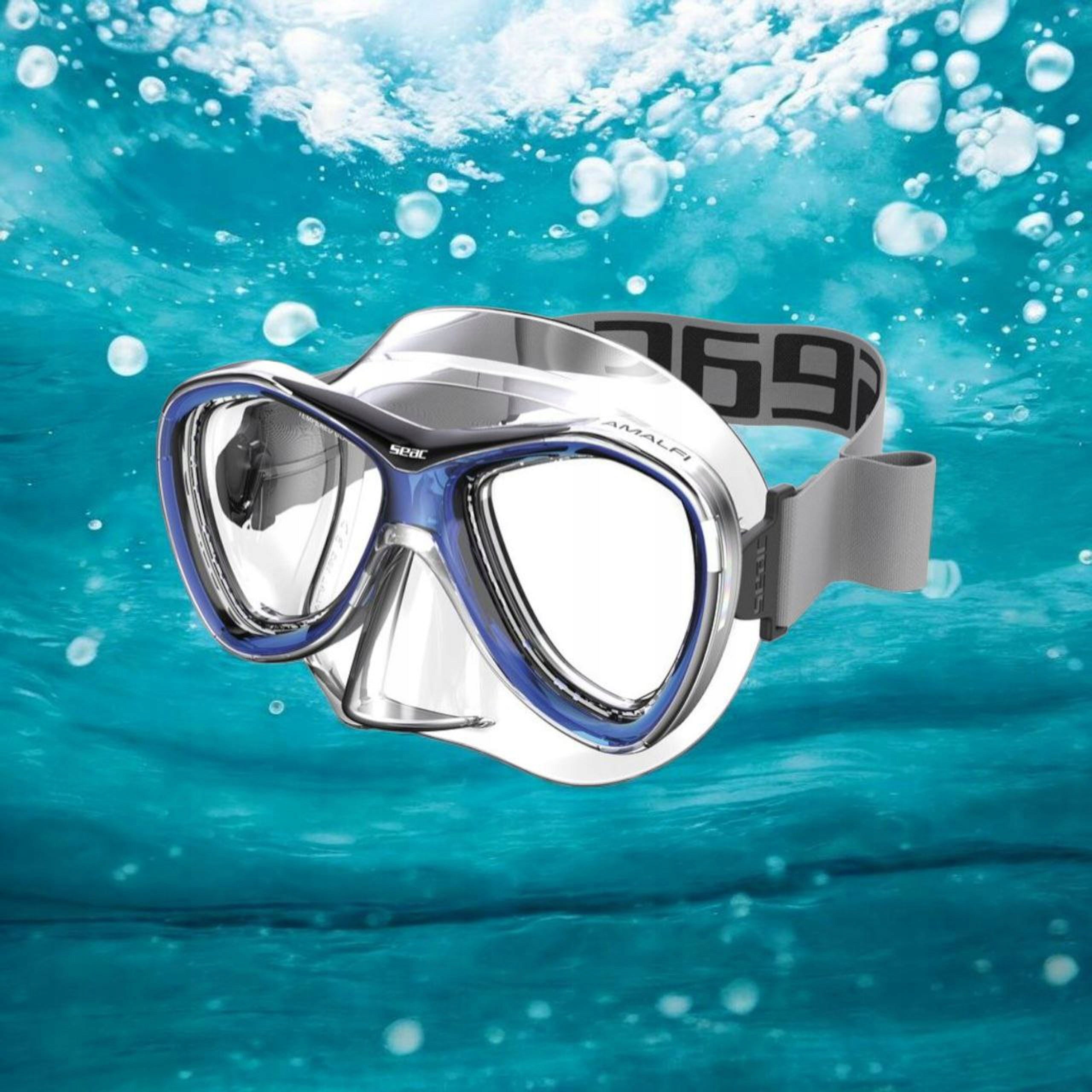 SEAC AMALFI diving mask calendered strap grey blue frame Color blue