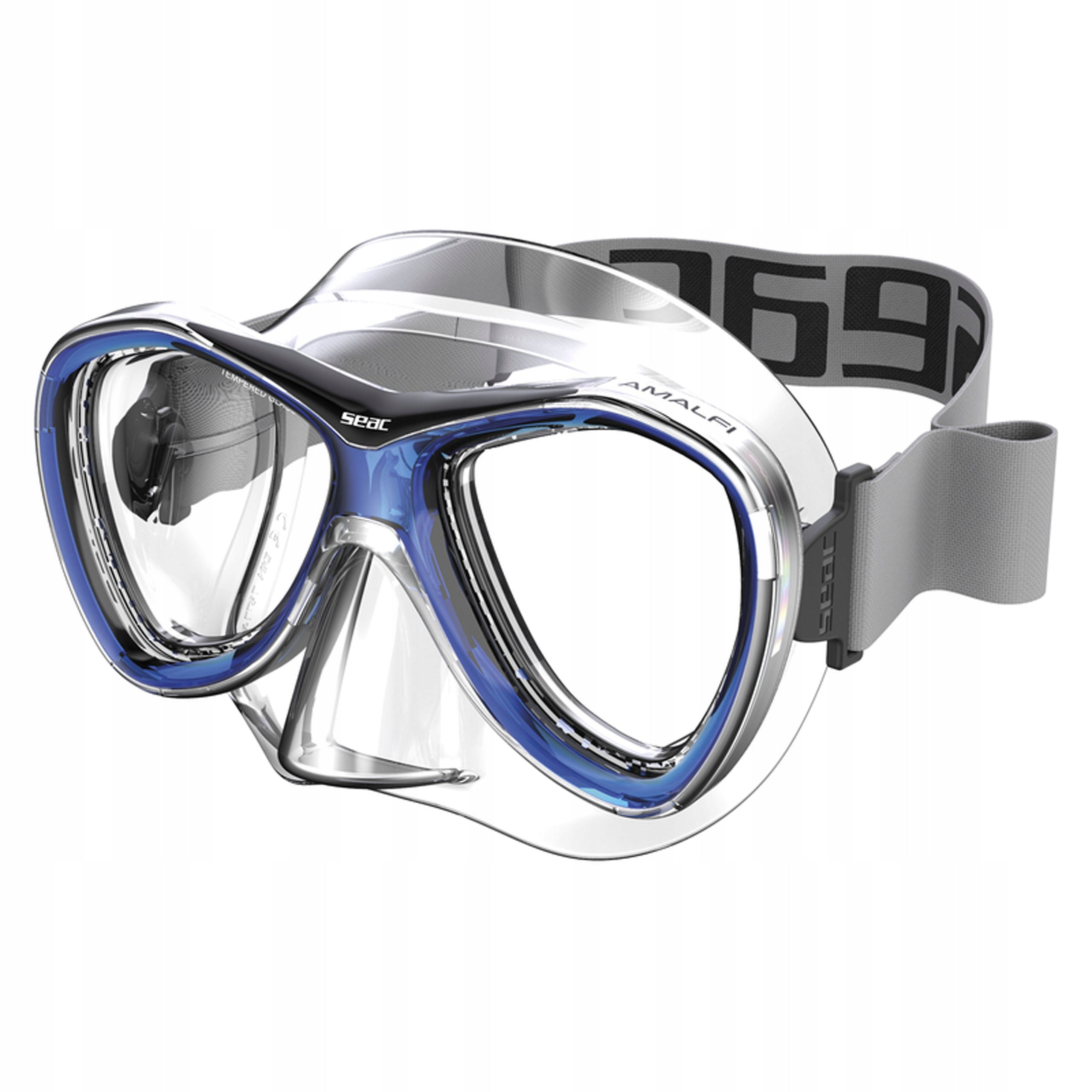 SEAC AMALFI diving mask calendered strap grey blue frame