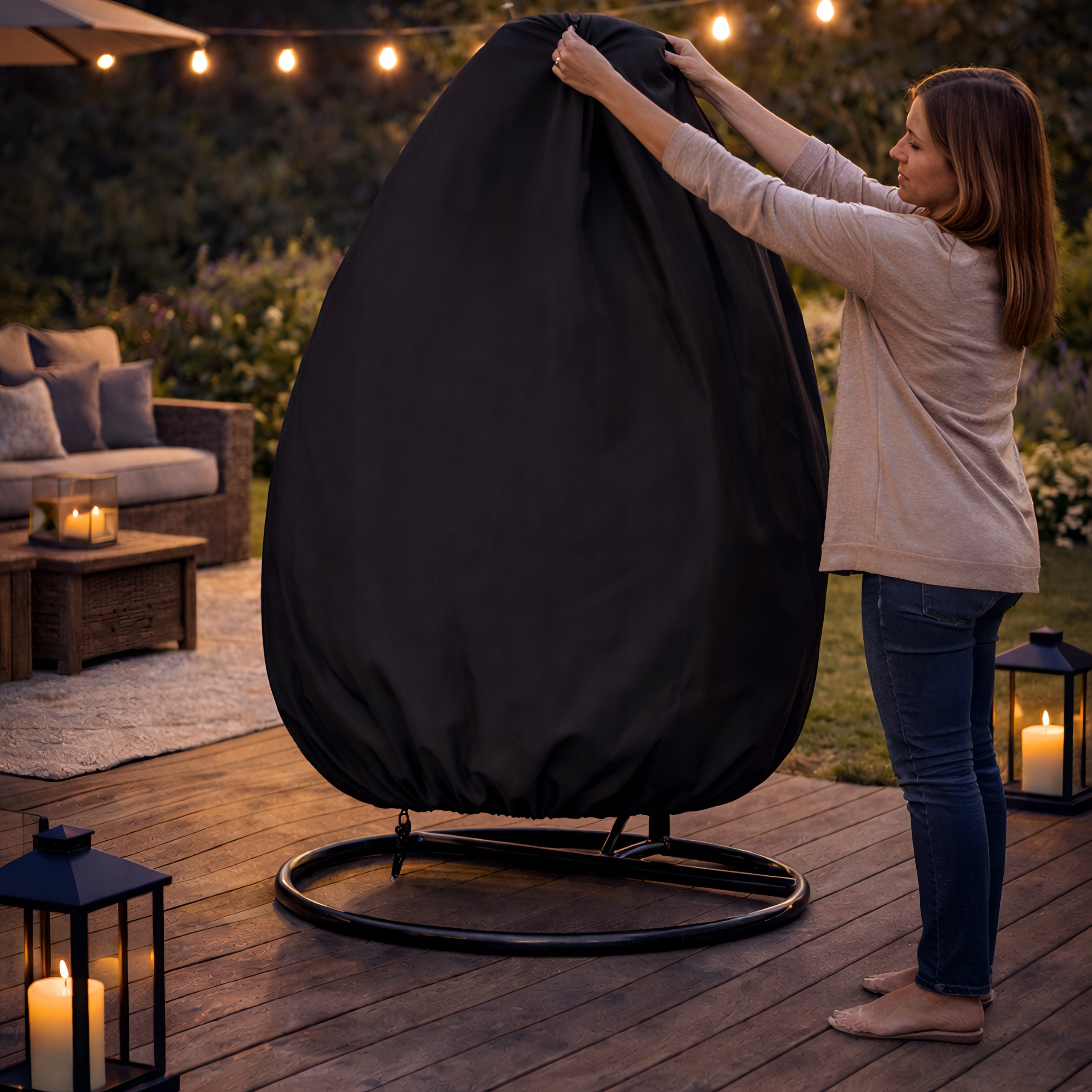 SEAT COVER HANGING GARDEN SWING COCOON BASKET COVER WATERPROOF Product width 140 cm