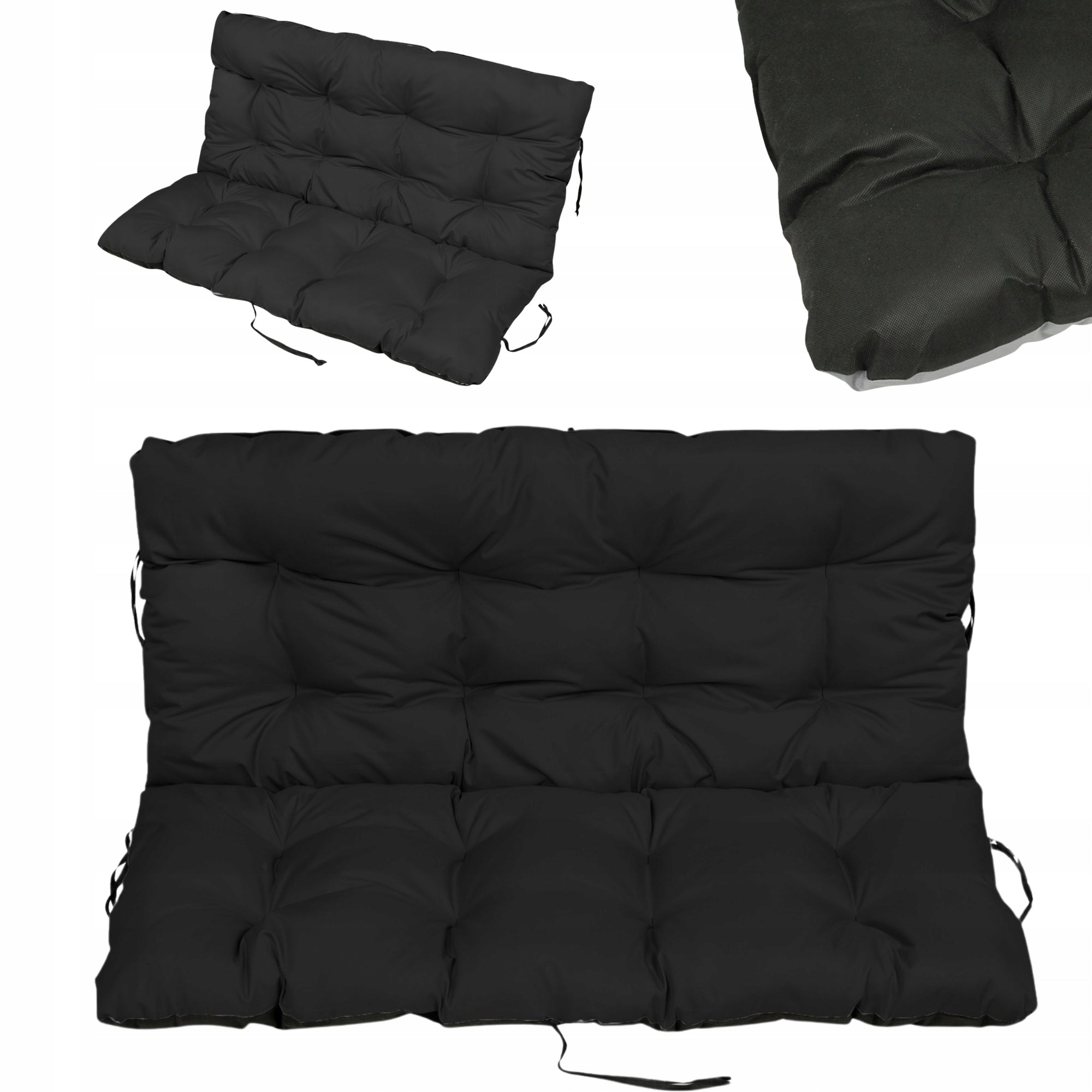 SEAT CUSHION for GARDEN furniture BENCH cushions 180x60x50 black
