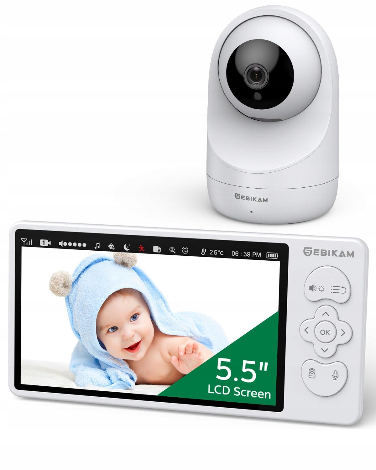 SEBIKAM Baby Monitor Camera 720P HD Screen 4000mAh VOX Night Mode Audio