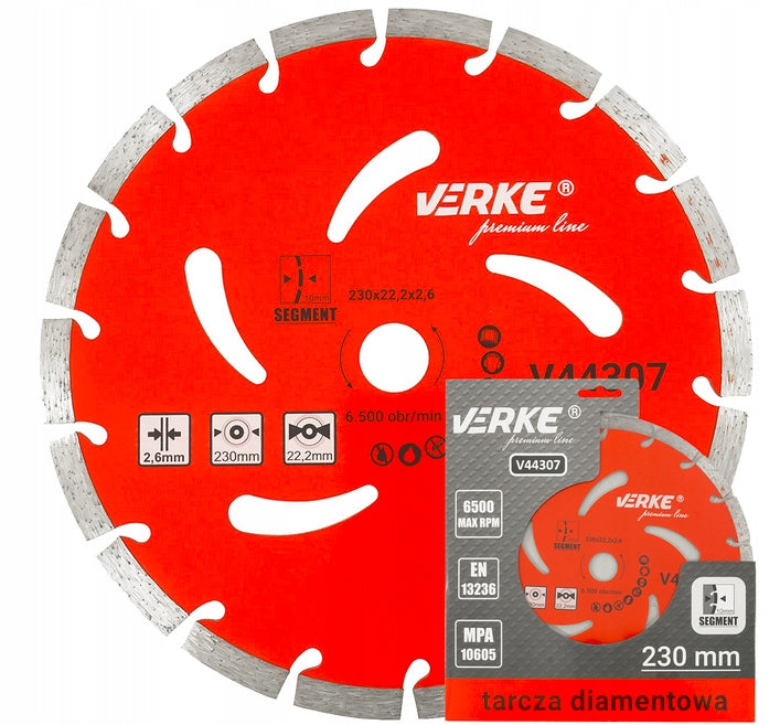 SECTIONAL DIAMOND DISC FOR CONCRETE STONE CUBES 230 x 22,2MM SEGMENT Brand Verke