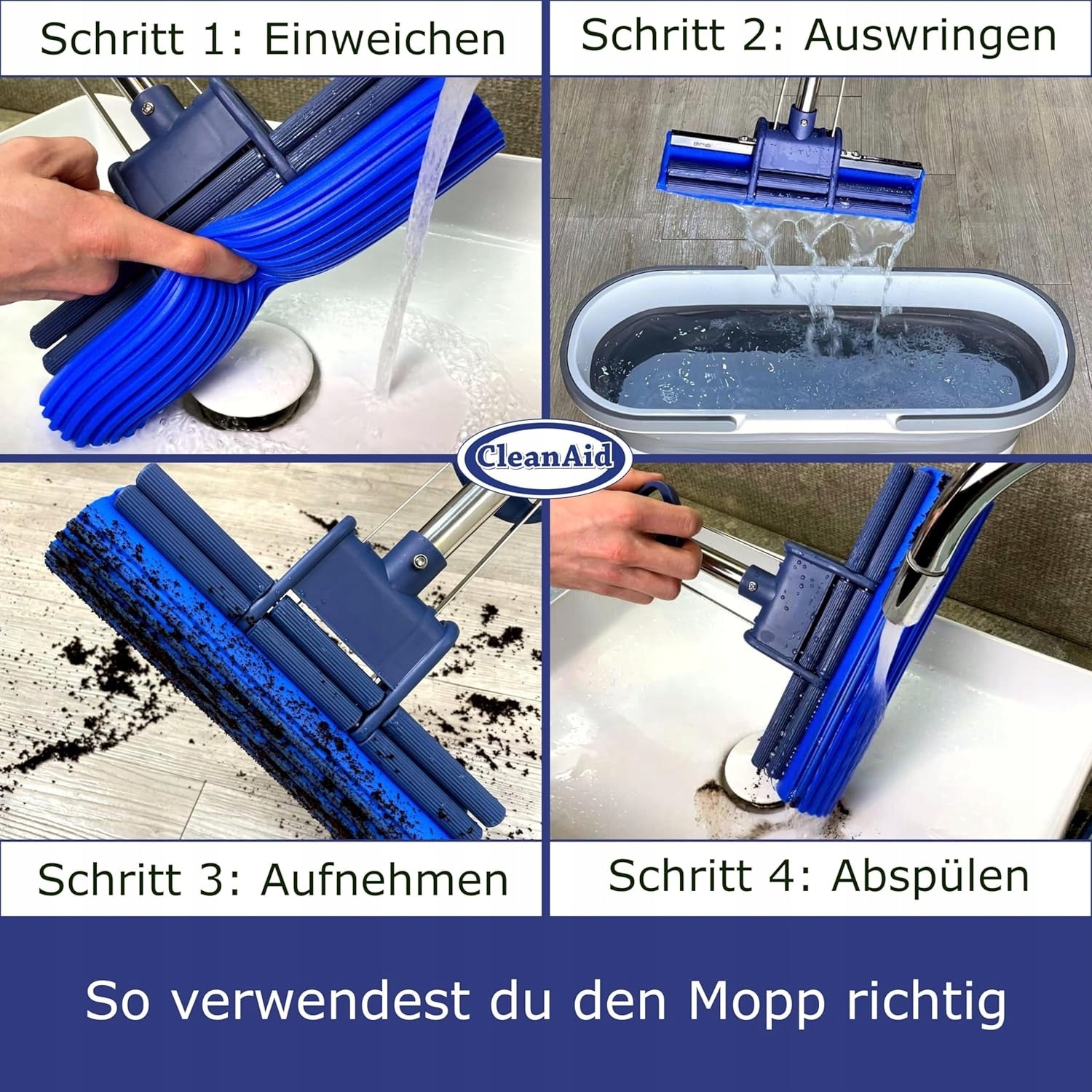 SECTIONAL MOP STEEL ONE-TOUCH SPONGE PVA PARQUET TILE Manufacturer code MOP SEGMENTOWY STALOWY ONE-TOUCH PVA LAM