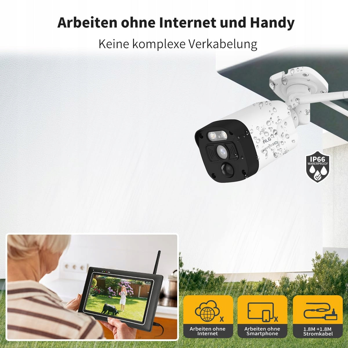 SECUFIRST Outdoor Camera 2K Kit with 7 Inch Touch Monitor Packaging status original