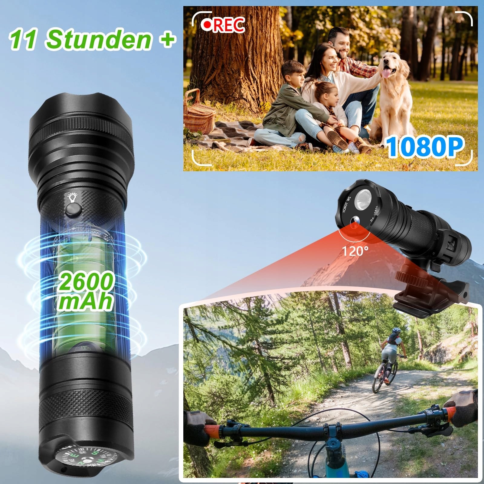 SECURALEN Sports Camera 1080P HD 120° Angle 5 Light Modes 2600mAh Brand no brand