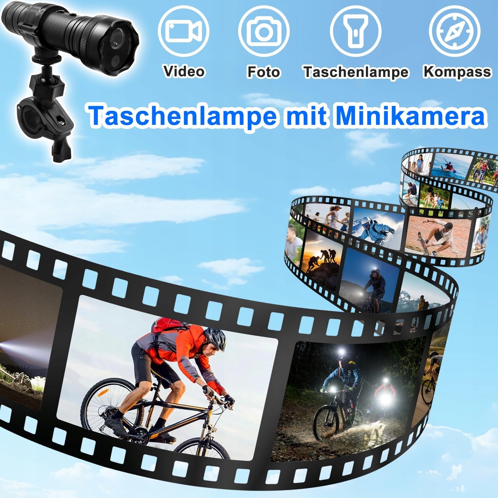 SECURALEN Sports Camera 1080P HD 120° Angle 5 Light Modes 2600mAh Packaging status original