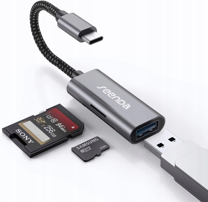 SEENDA USB-C Adapter Hub, 3-in-1 with USB 3.0, SD & TF Card Reader