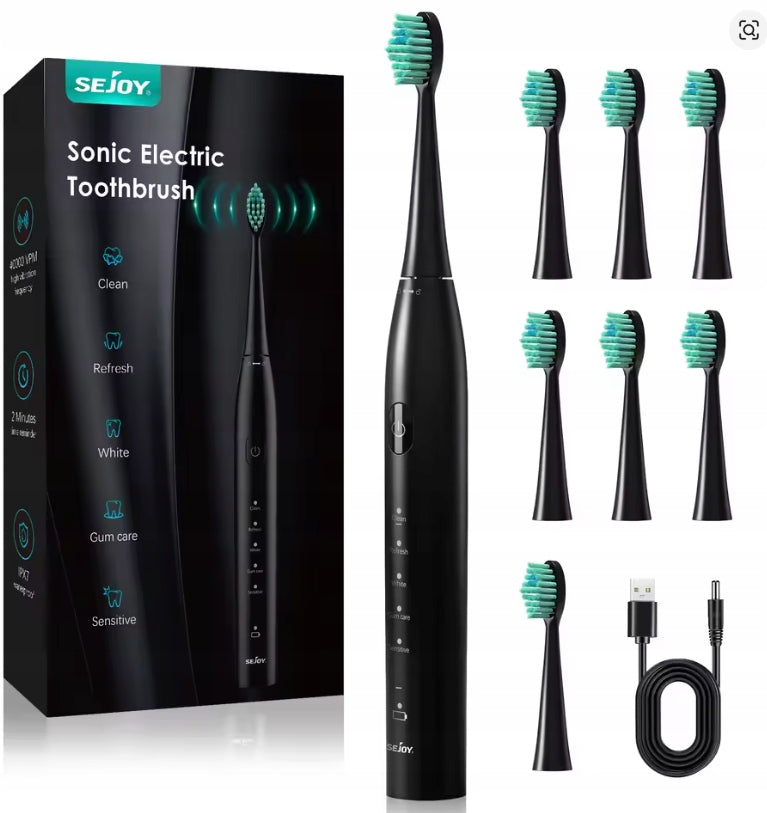 SEJOY Sonic Electric Toothbrush with 5 Modes with 8 Heads