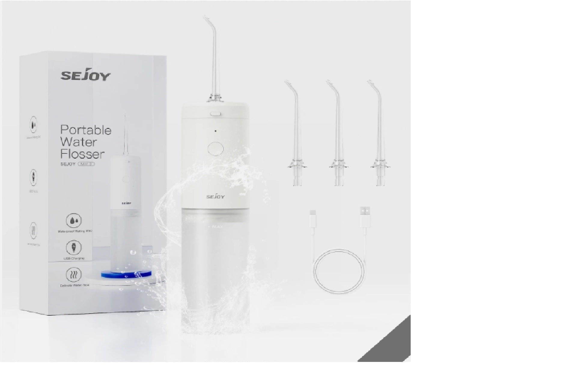 SEJOY WIRELESS IRRIGATOR USB-C 3 MODES IPX7 140ML – WHITE