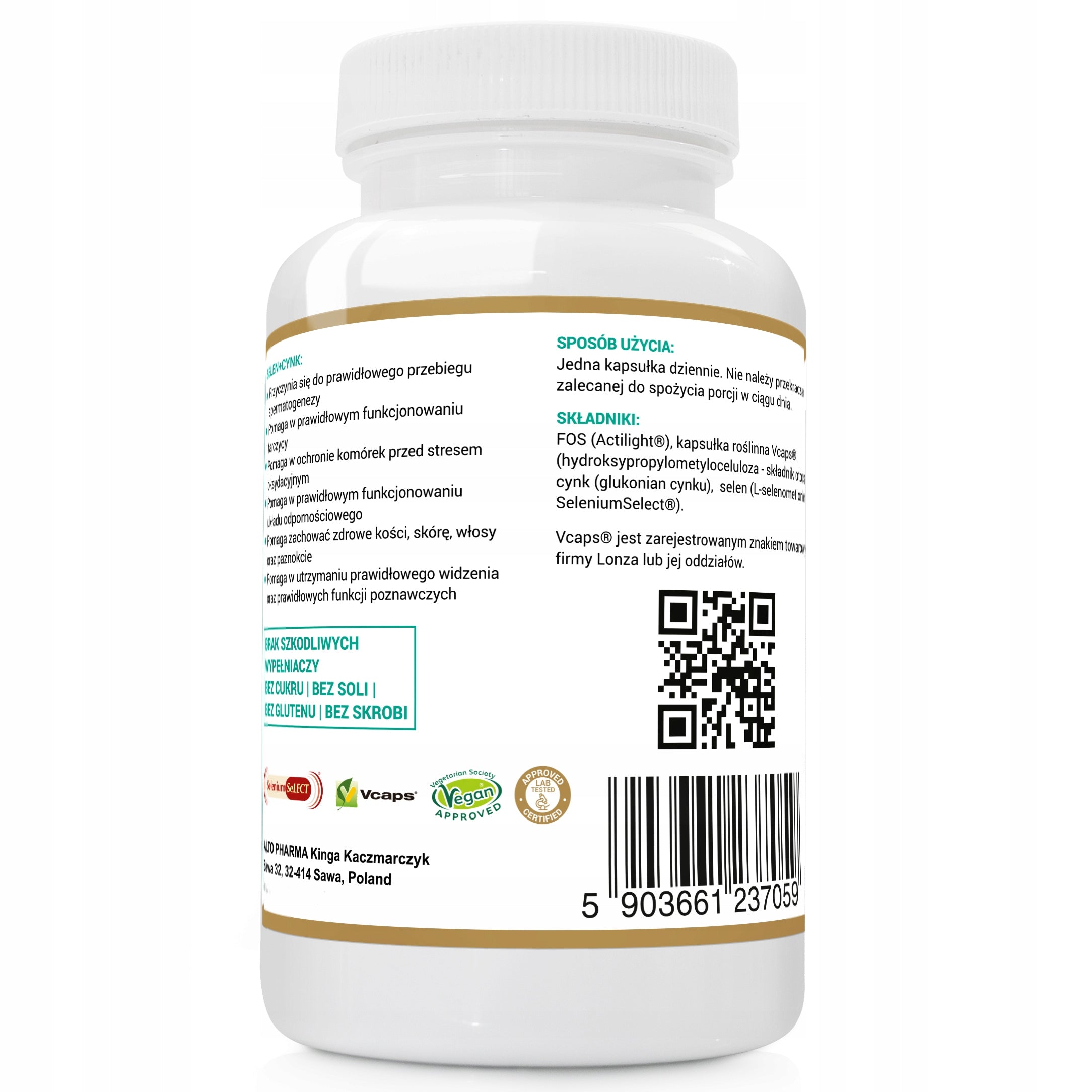 SELENIUM 200 µg + ZINC 15mg + Prebiotic Resistance Thyroid Hair Skin 120 kap Expiration date not specified
