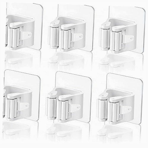 SELF ADHESIVE BROOD HOLDERS WALL HANGERS MOPS 6 PIECES Silicone