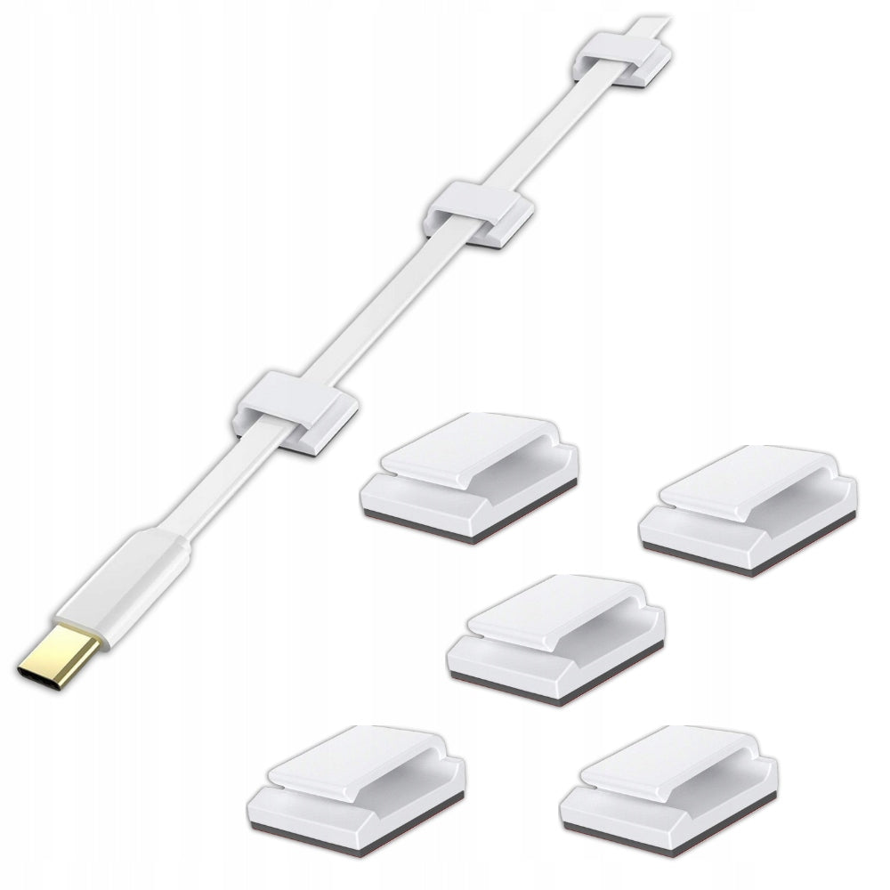 SELF ADHESIVE CABLE CLIPS 5PCS CABLE ORGANIZER HOLDER WHITE