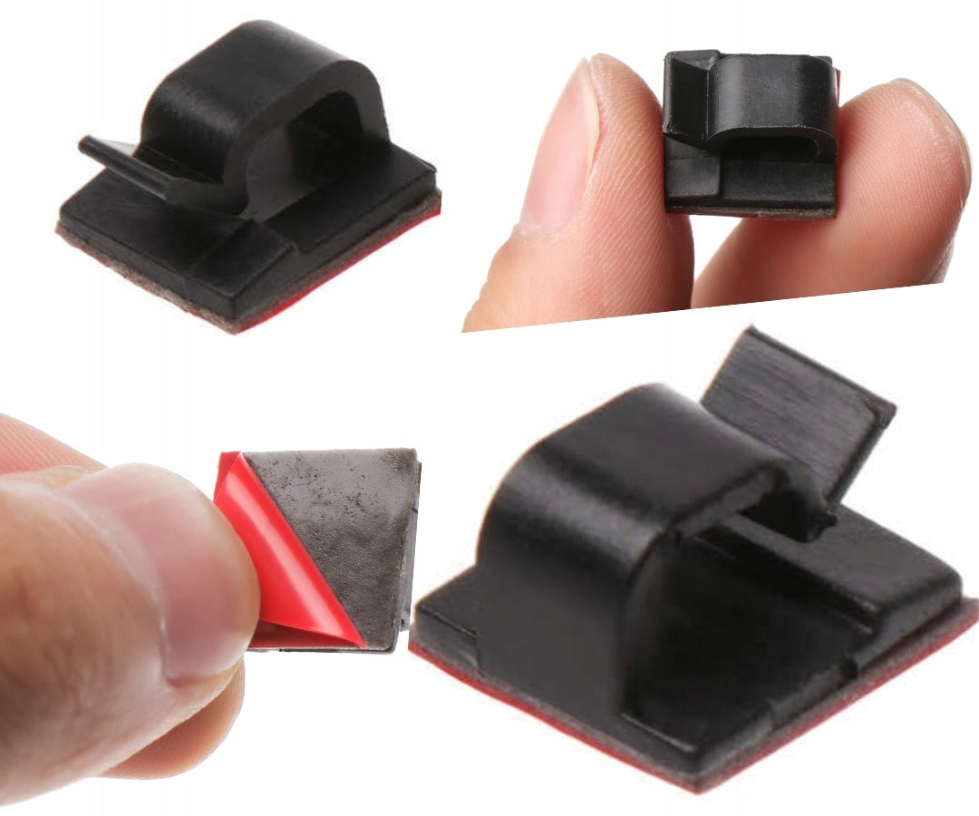 SELF ADHESIVE CABLE HOLDER for cables black 4 pieces Packaging status original